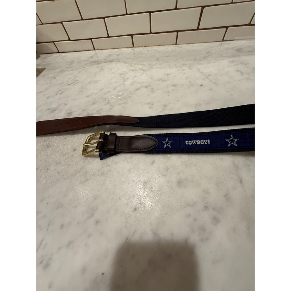 Vineyard Vines Cowboys Belt Boys Kids Gold Buckle Navy Blue Size 30